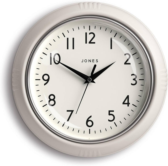25cm Light Grey Retro Wall Clock | Easy Read Silent Quartz Clock for Home Kitche