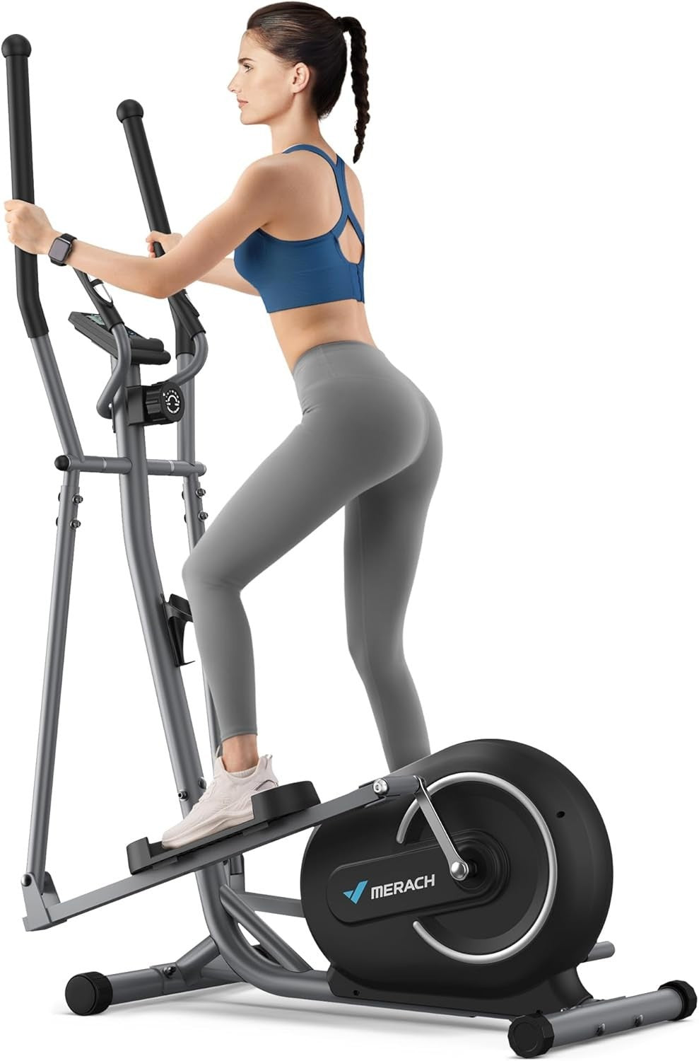 Compact Magnetic Elliptical Trainer Home Gym Machine 16Level Quiet Cross Trainer
