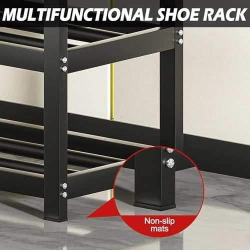 3 Tier Shoe Rack Bench with Cushion Seat Carbon Steel Entryway Storage 65cm