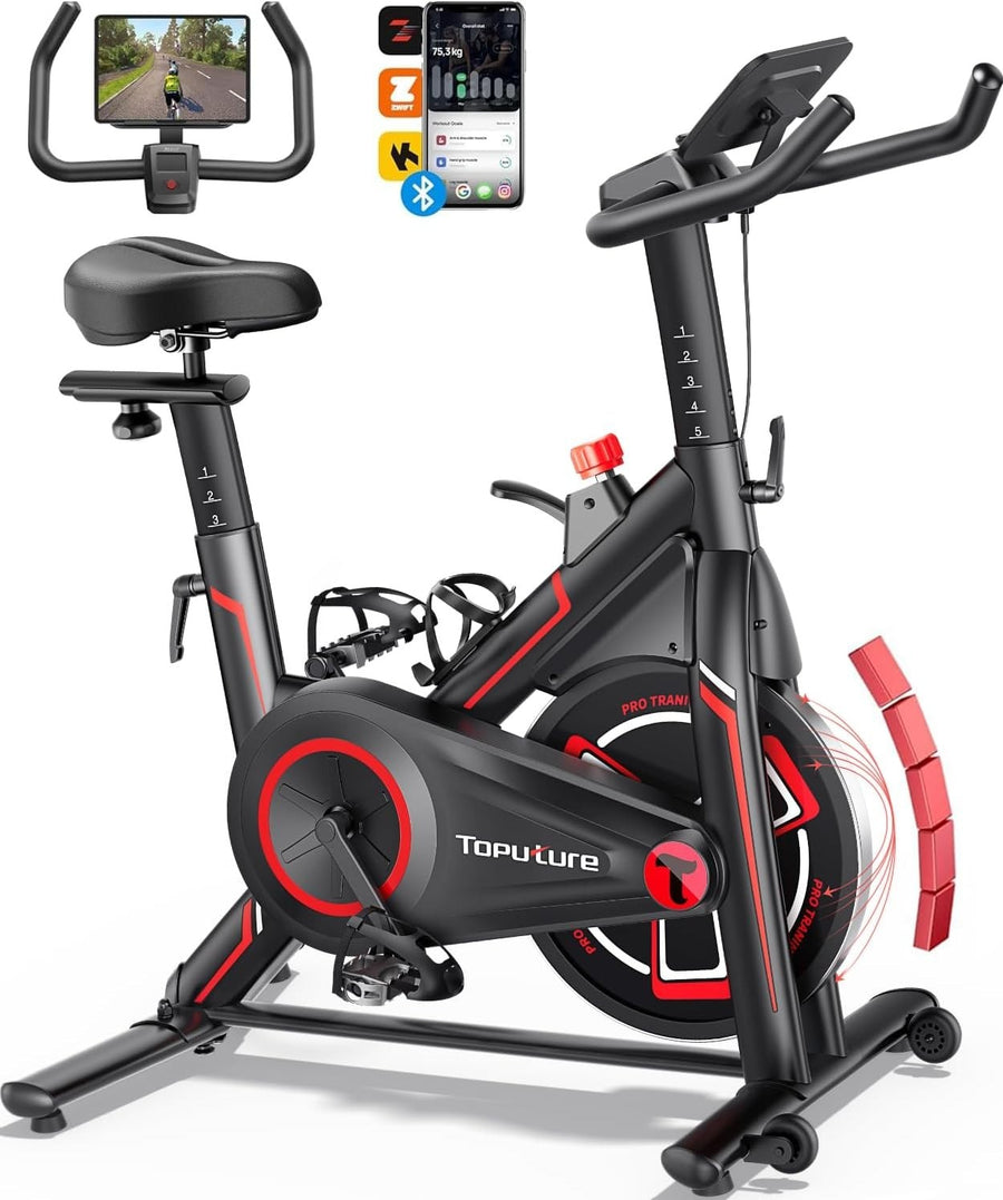 Quiet Magnetic Spin Bike w/ APP, LCD Monitor, 15kg Flywheel & 350lb Capacity