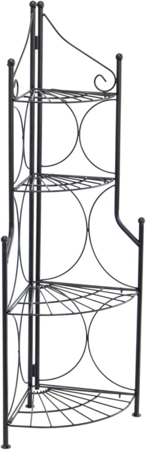 4 Tier Foldable Metal Plant Stand Black Garden Flower Display Rack Indoor Outdoo