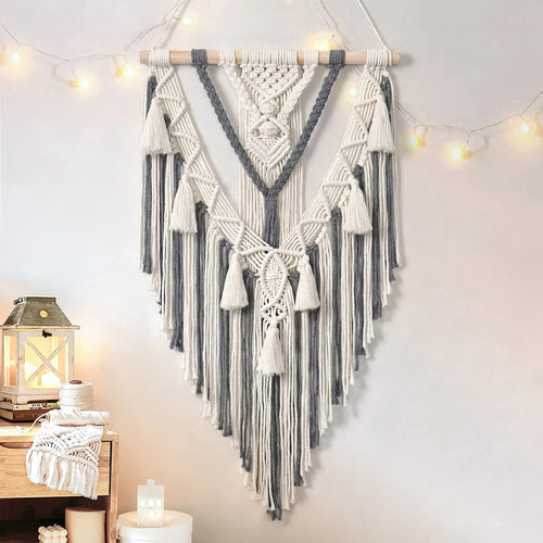 Large Boho Macrame Wall Hanging Leaf Tapestry Cotton Art
