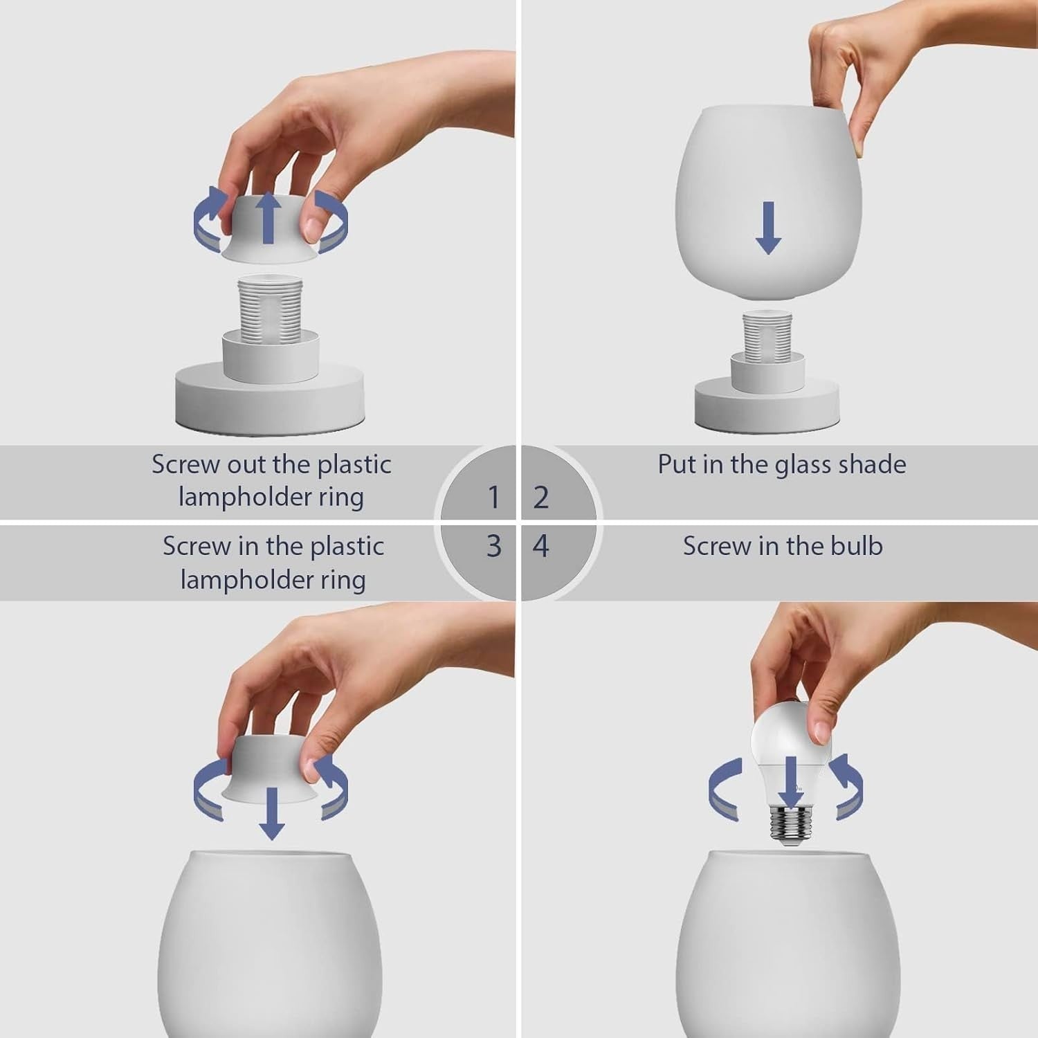 Touch Bedside Table Lamps Set of 2 3 Way Dimmable Opal Glass Night Lights