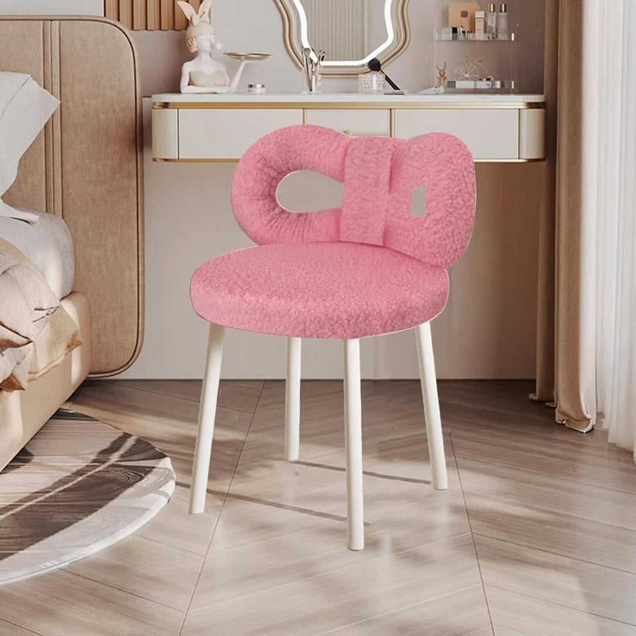 Pink Velvet Vanity Tub Chair Bow Back Accent Bedroom