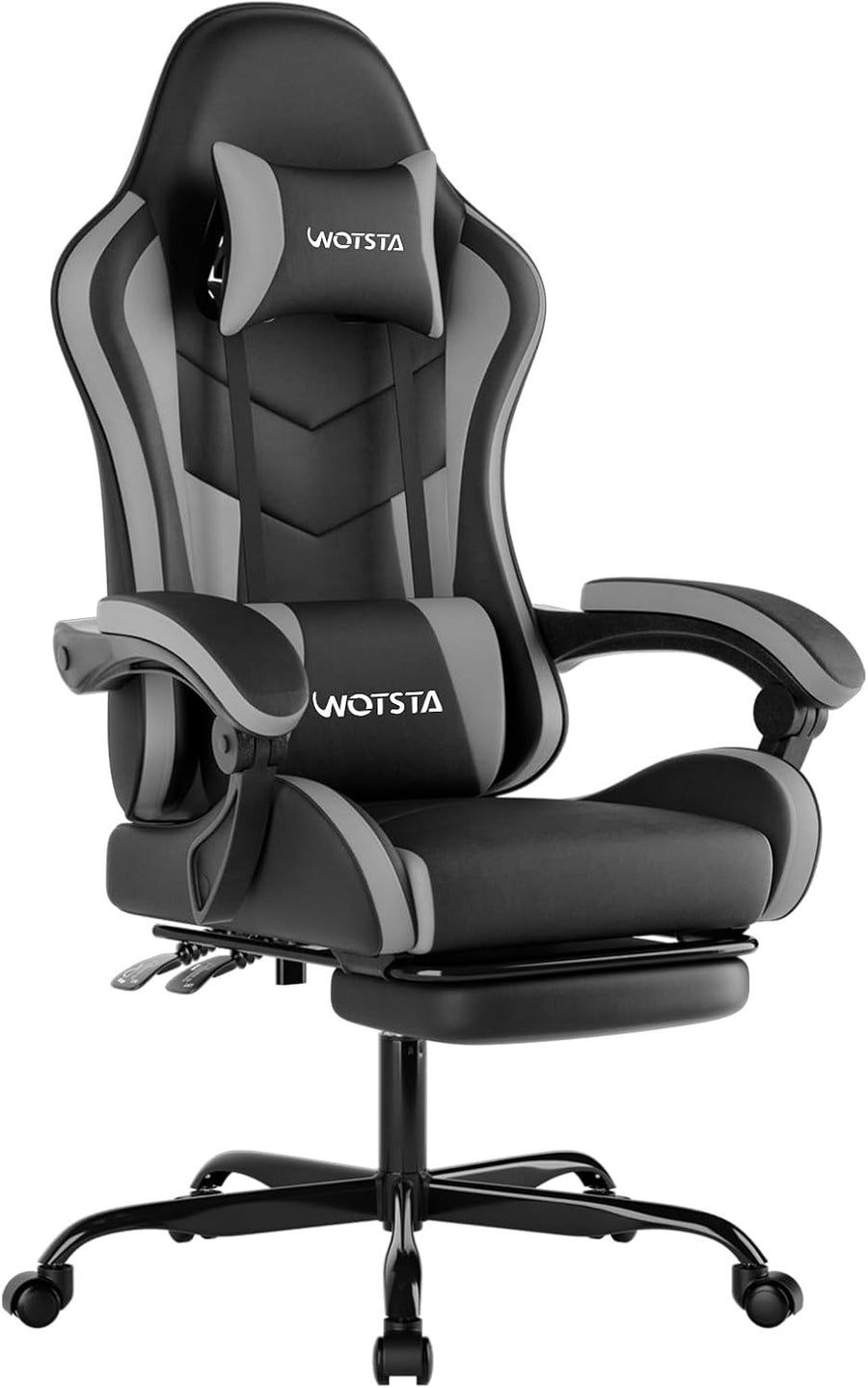 Ergonomic Gaming Chair with Footrest & Lumbar Support – Black Grey PC Seat