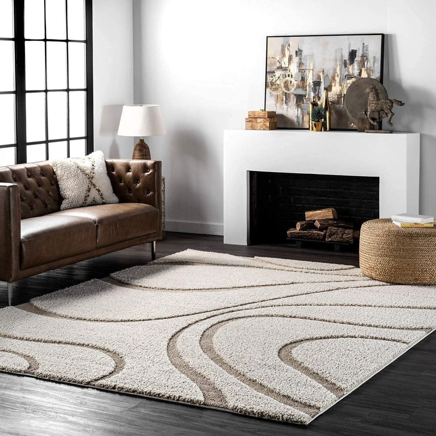 Designer Shaggy Living Room Rug 200x290cm Thick Pile Soft Anti Slip Carpet