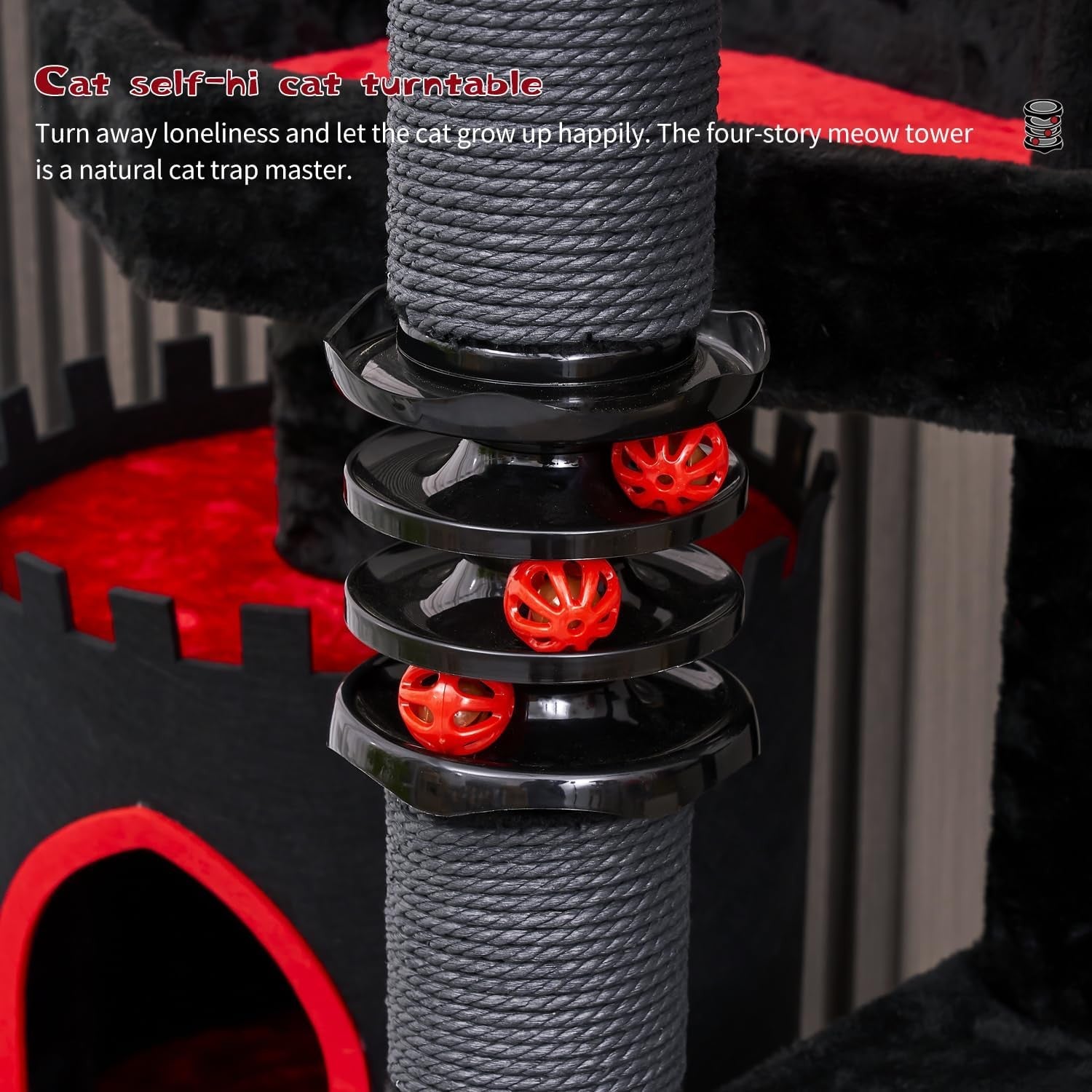 Gothic Cat Tree Castle 69in Tall Cat Tower Large Condo Coffin Bed Scratching