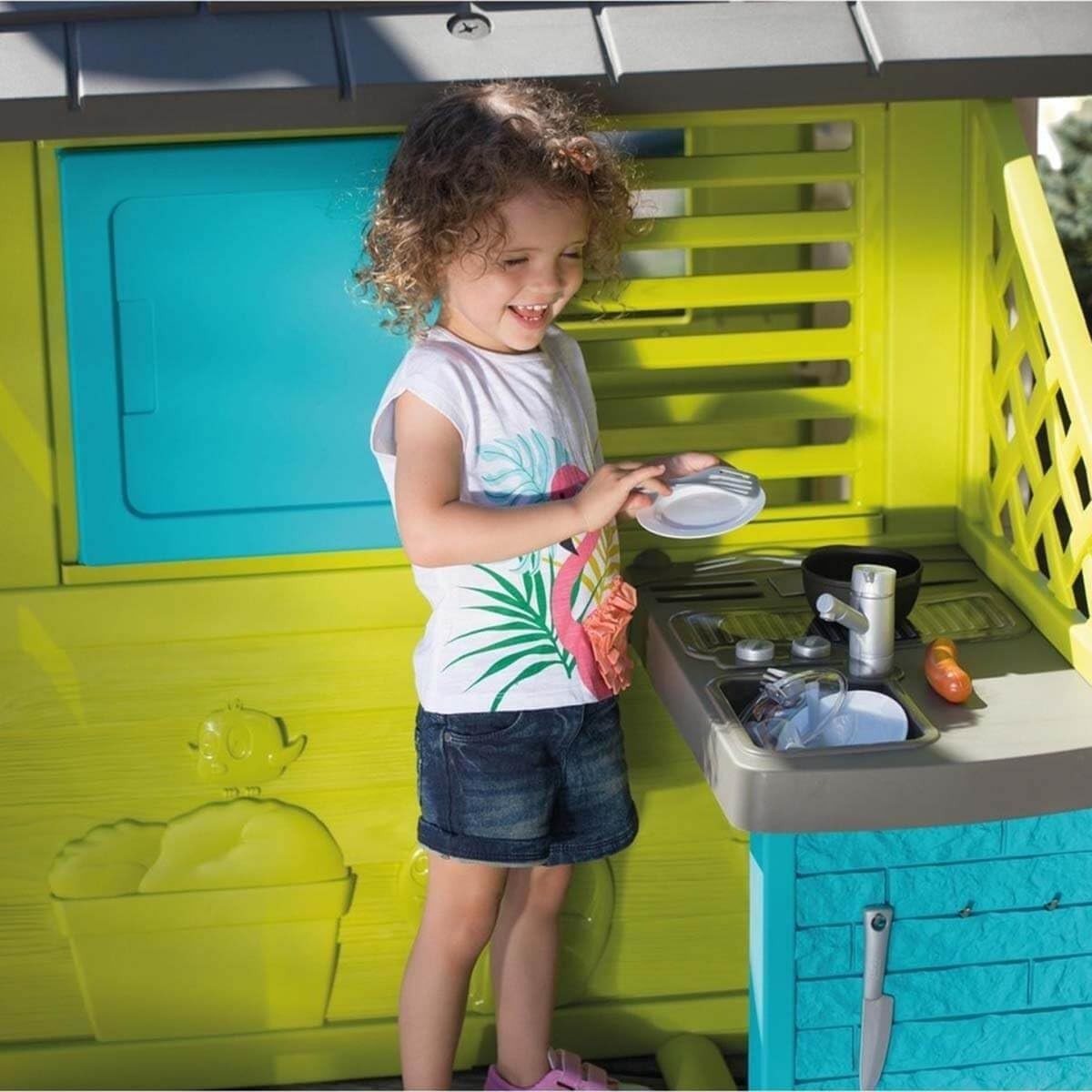 Large Kids Garden Playhouse w Kitchen Indoor Outdoor Toy House