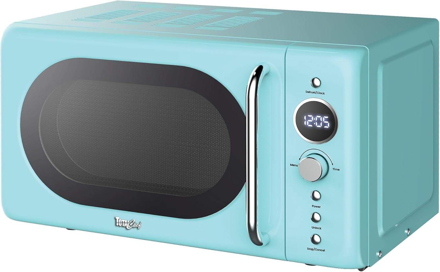 700W Retro Microwave 20L Blue LED Digital Mini Oven 8 Modes Glass Plate