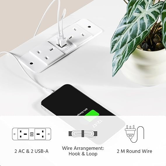 LED Bedside Tables Set of 2 with Charging Station, 2 USB Ports & Storage Drawers