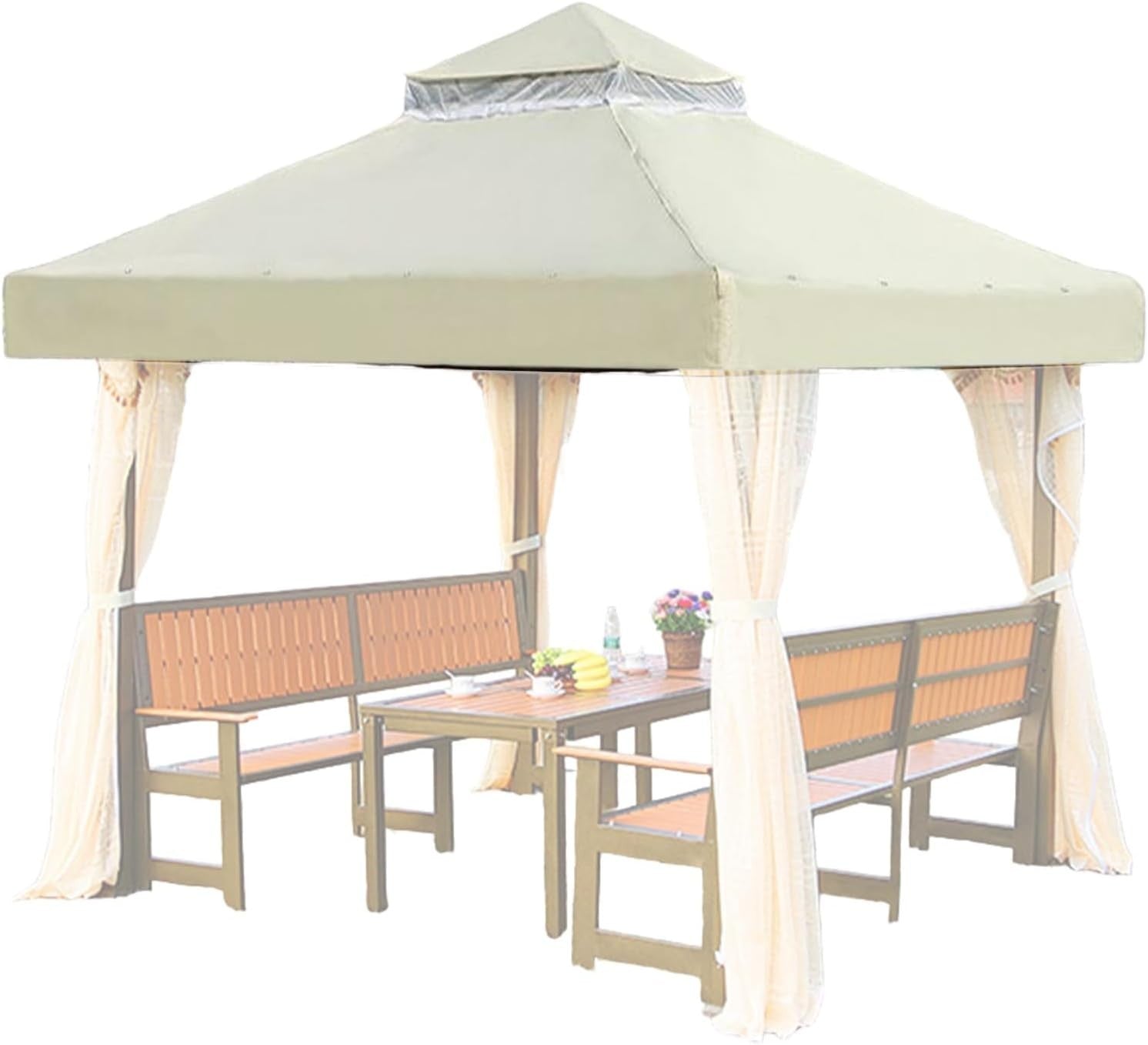 10x10Ft Double Layer Gazebo Canopy Waterproof Outdoor Patio Cover