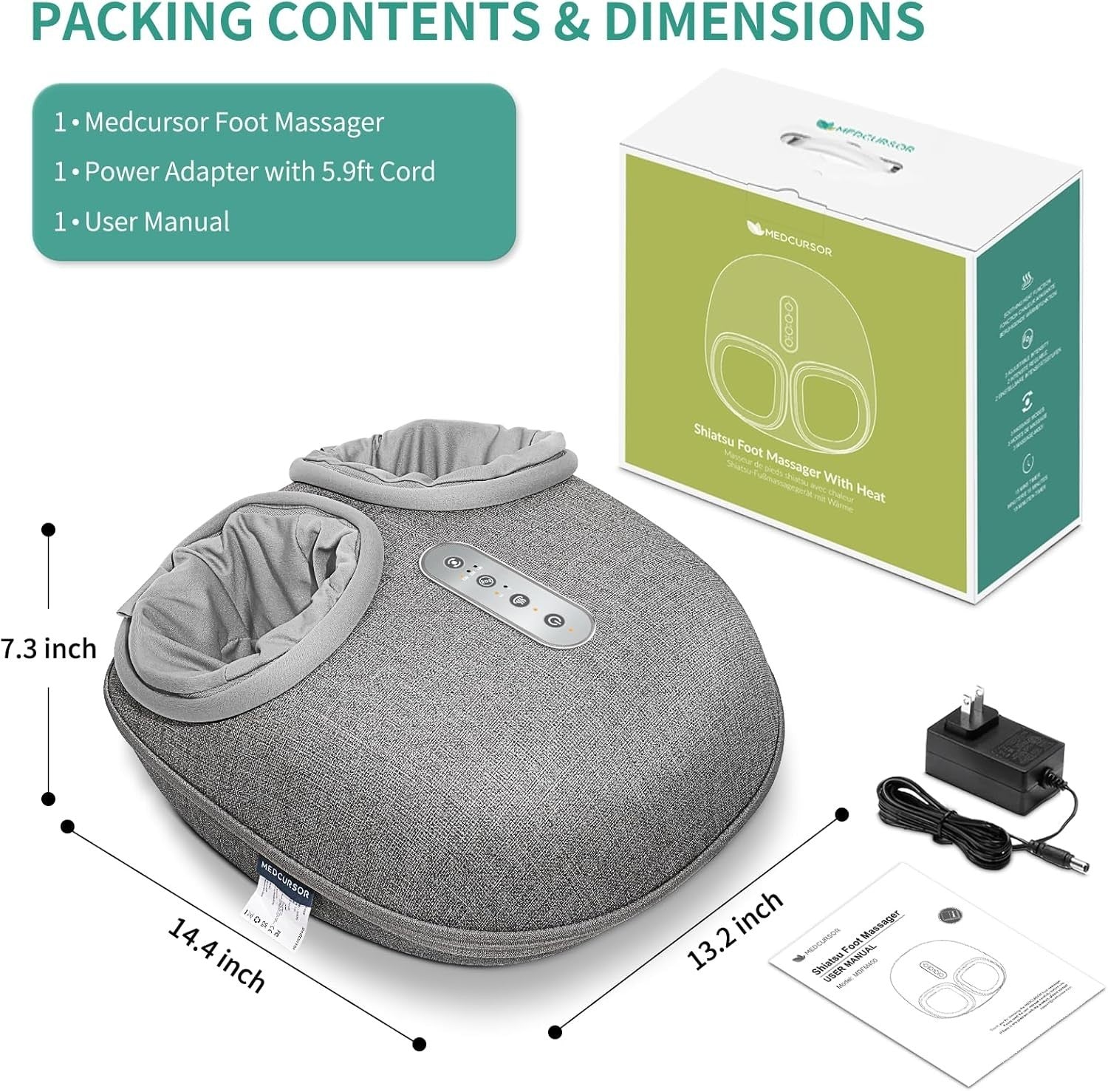Foot Massager with Heat & Deep Kneading, Adjustable Intensity for Pain Relief