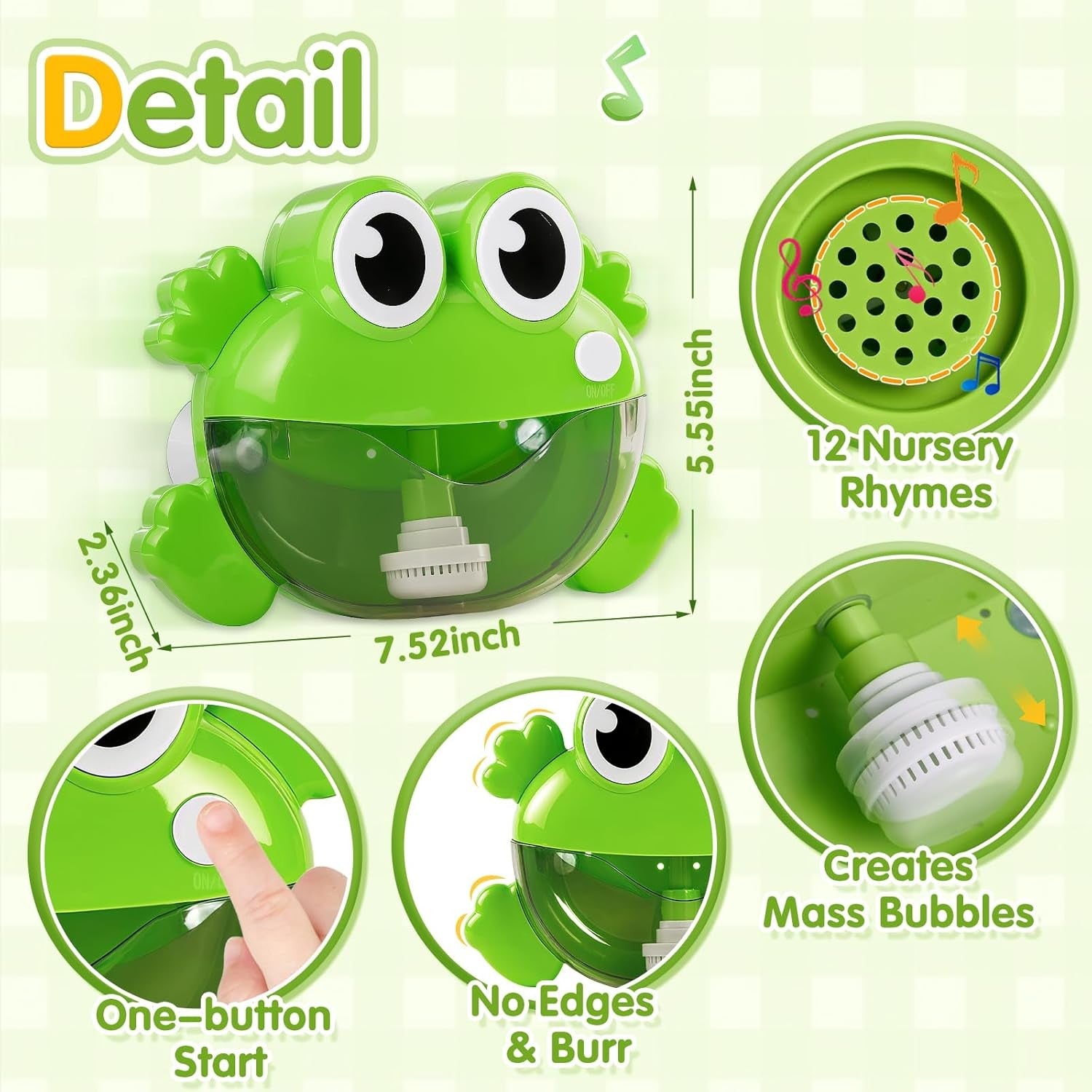 Baby Bath Bubble Machine Frog Toy with Music for Toddlers Kids