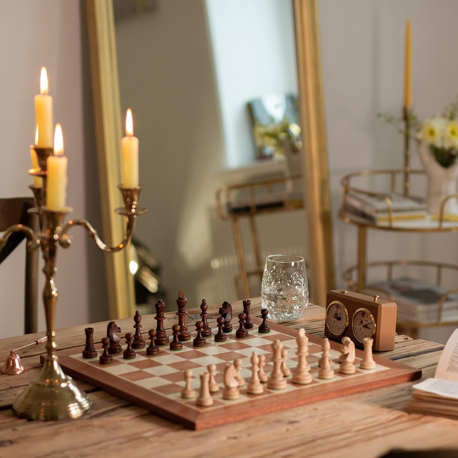 44cm Professional Wooden Chess Board Inlaid Mahogany Sycamore Tournament