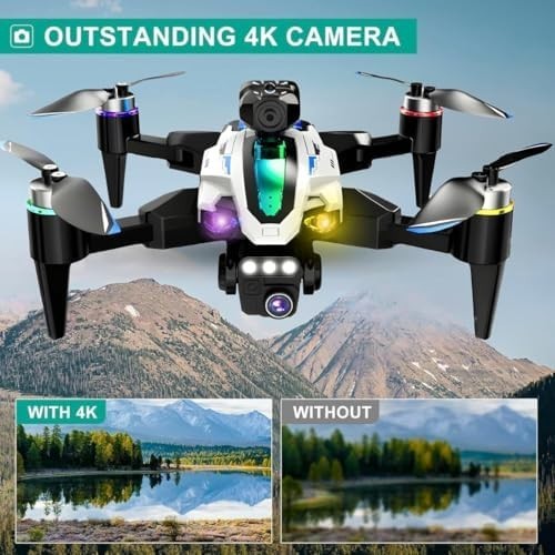 Trendi 4K Dual Camera Foldable Drone Brushless Motor Obstacle Avoidance Black