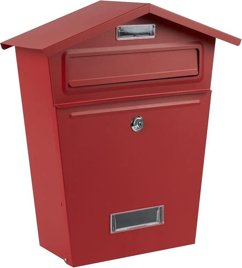 Wall Mounted Lockable Mailbox Red Waterproof Secure Post Box Large Capacity