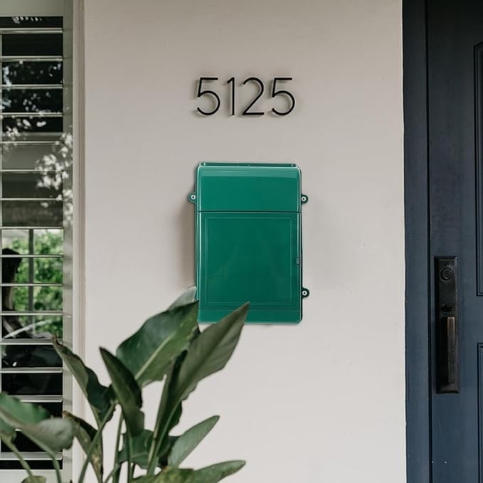 Weatherproof Wall Mounted Mailbox Outdoor Plastic Letter Box Green – Easy Instal