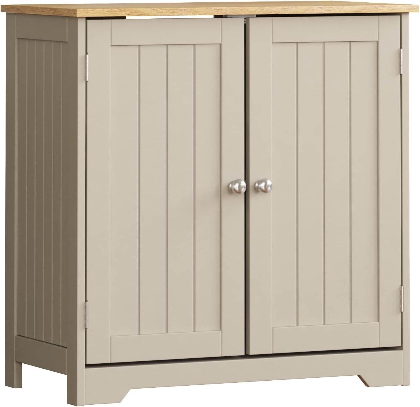 Grey Under Sink Bathroom Cabinet with Doors & Shelf Storage 60x30x60cm