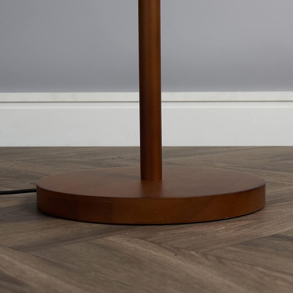 Scandi Wooden Floor Lamp Beige Drum Shade Modern Standing Light