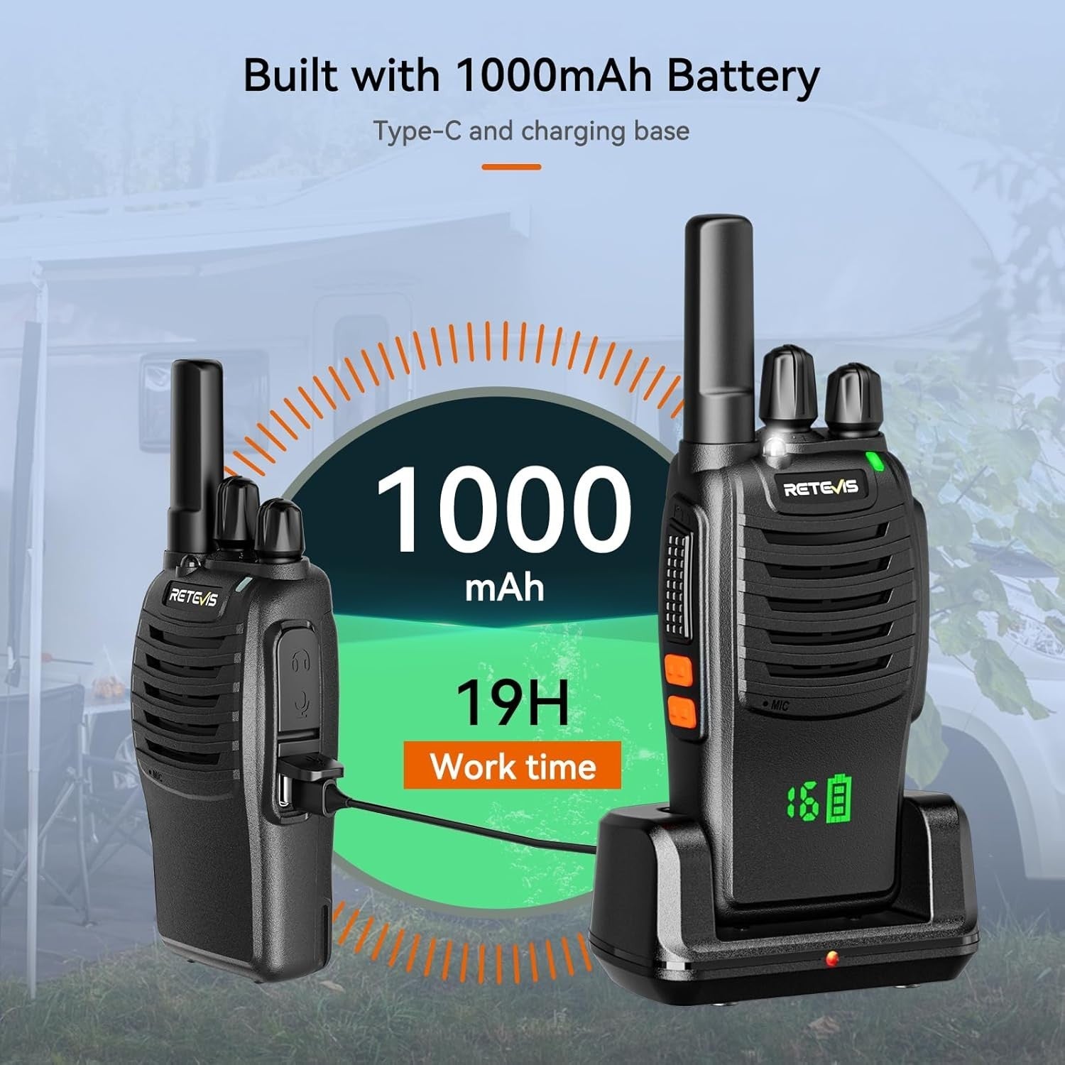 PMR446 Walkie Talkie Hidden Display USB-C VOX 16CH Long Range Radio