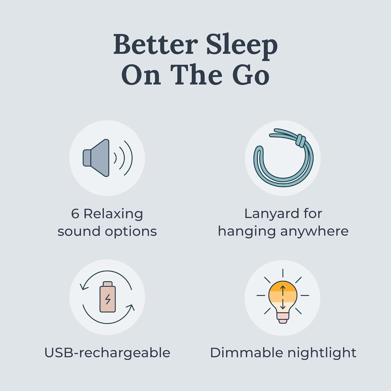 Portable White Noise Machine with 6 Soothing Sounds & Night Light for Travel