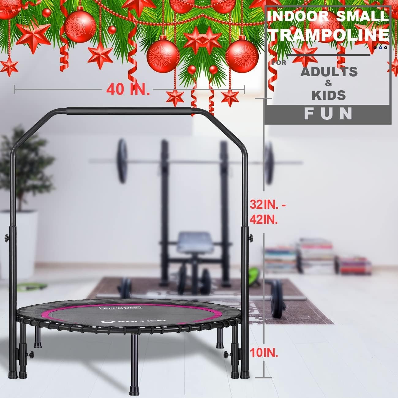 45in Heavy Duty Rebounder Mini Trampoline Quiet Bungee 200KG