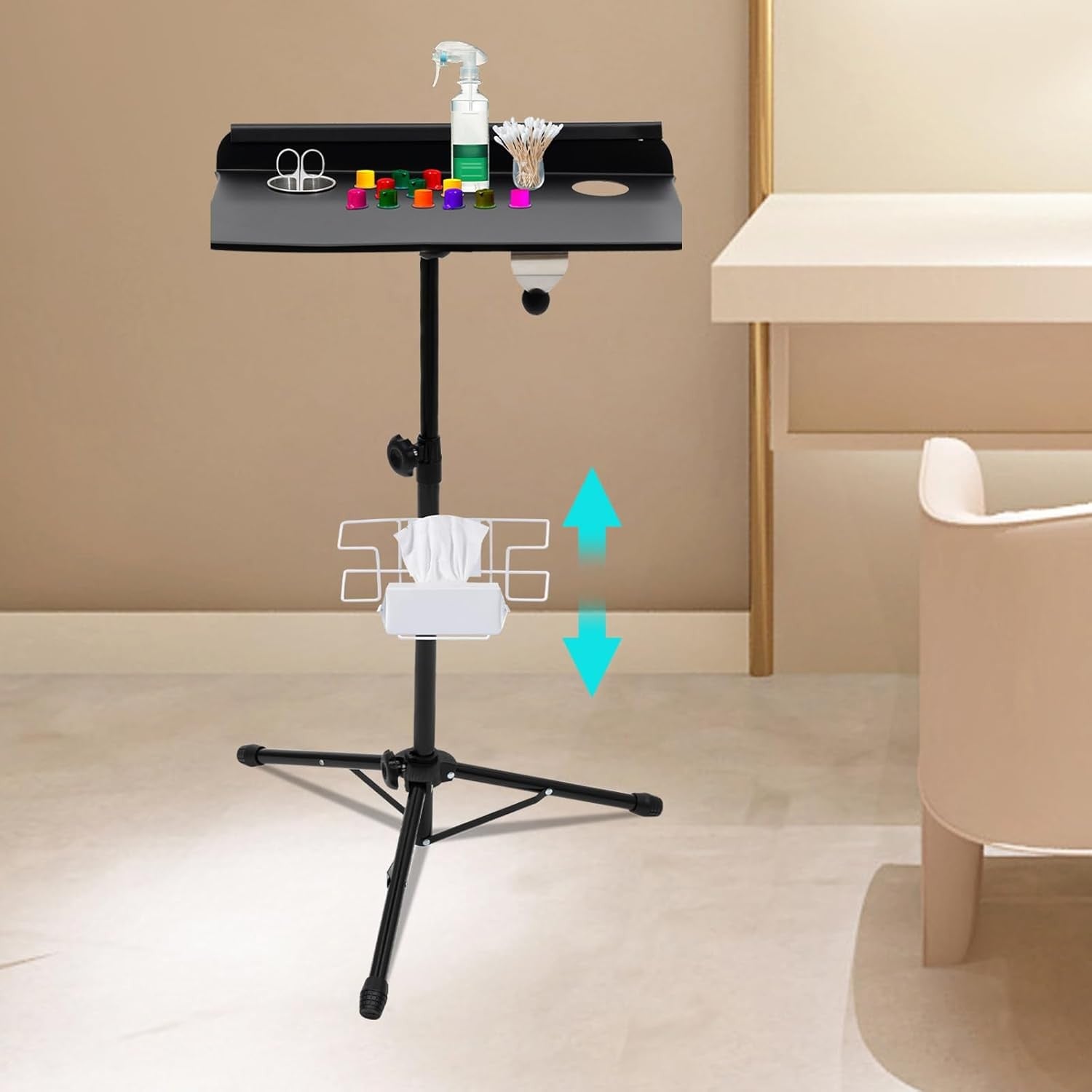 Tattoo Workstation Adjustable Desk Portable Tray Stand Storage Shelf