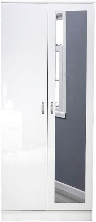 Modern 2-Door White Gloss Wardrobe with Full-Length Mirror & Scratch-Resistant