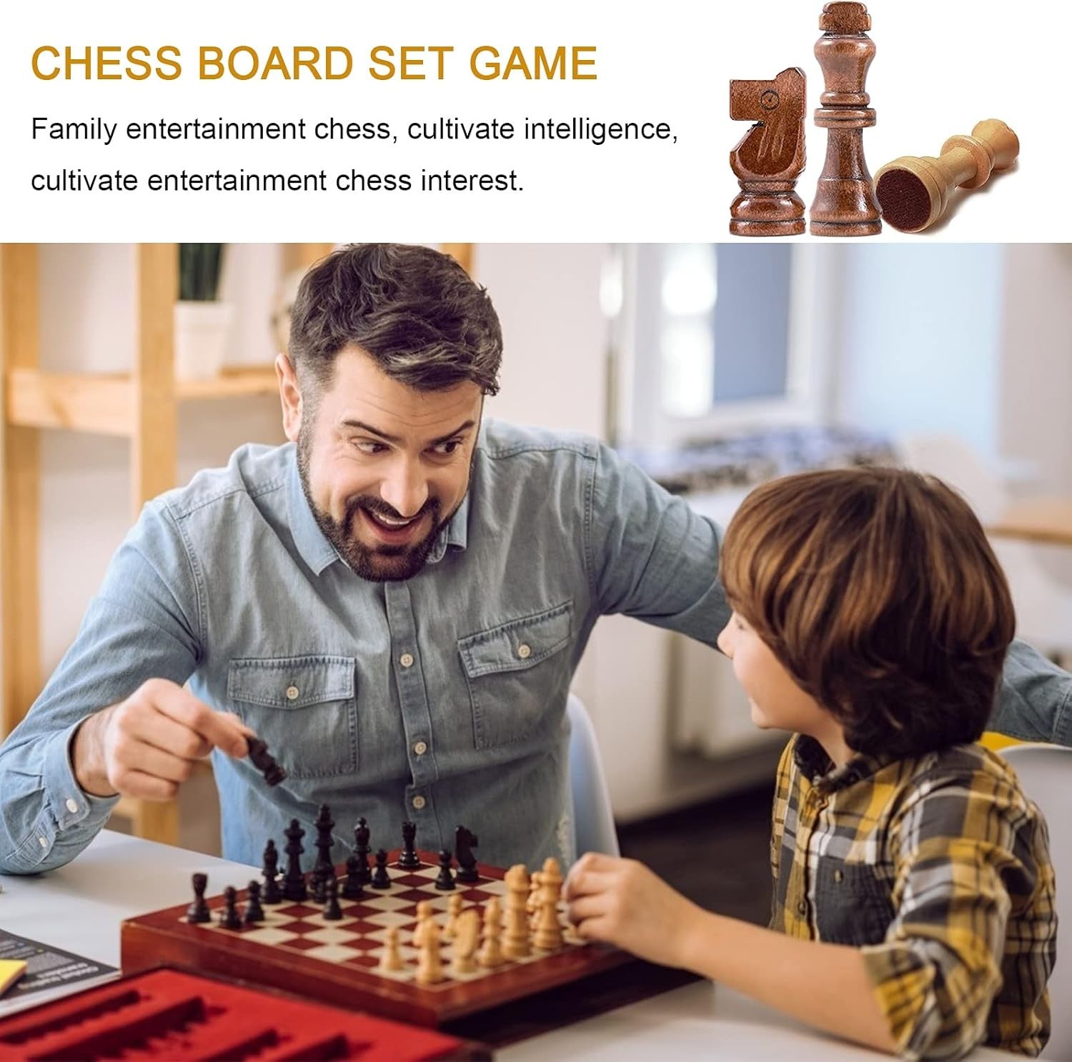 12" Magnetic Wooden Chess Set Folding Travel Board with Hand-Carved Pieces