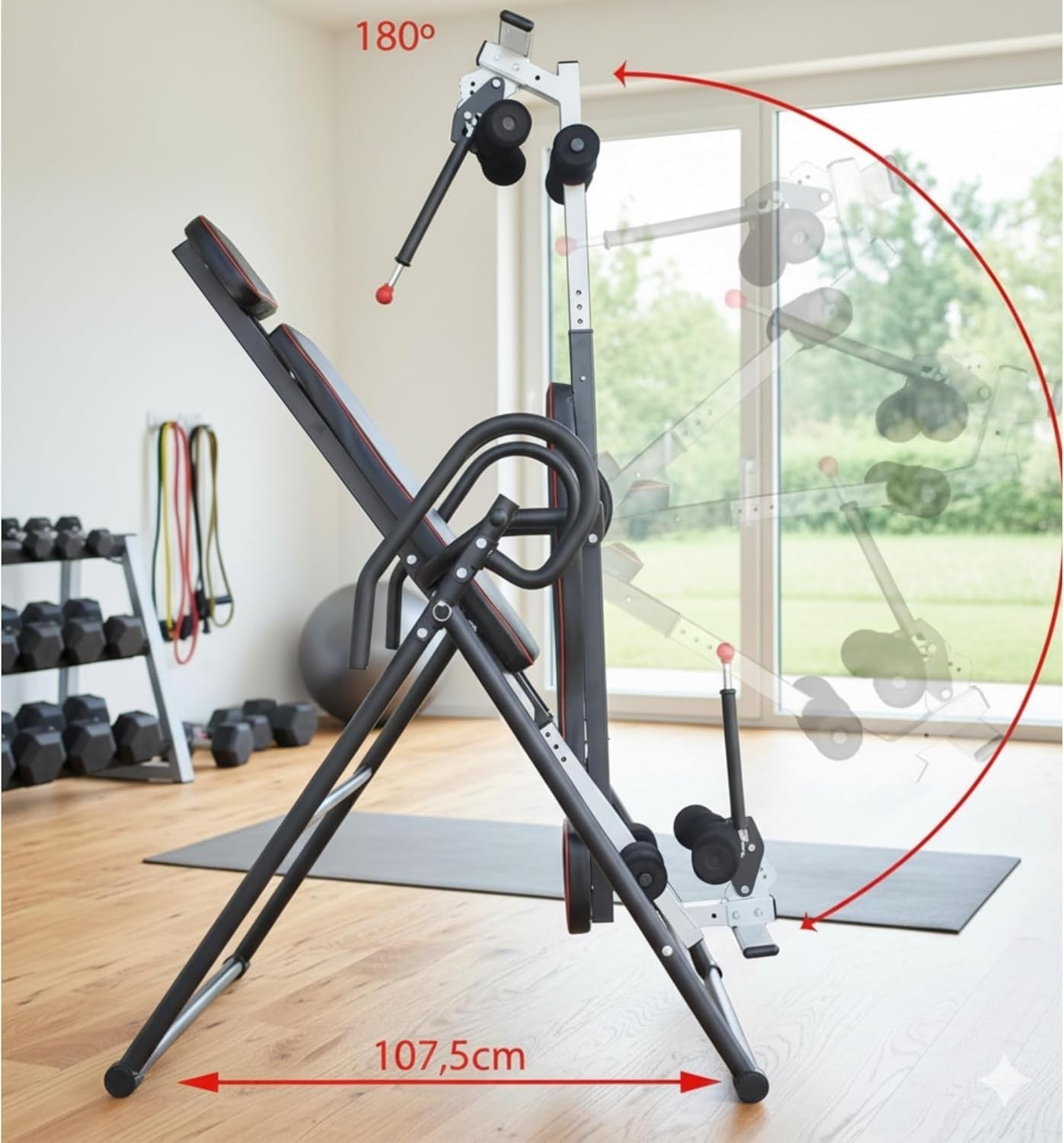 Heavy Duty Inversion Table Foldable 150kg Adjustable Back Therapy