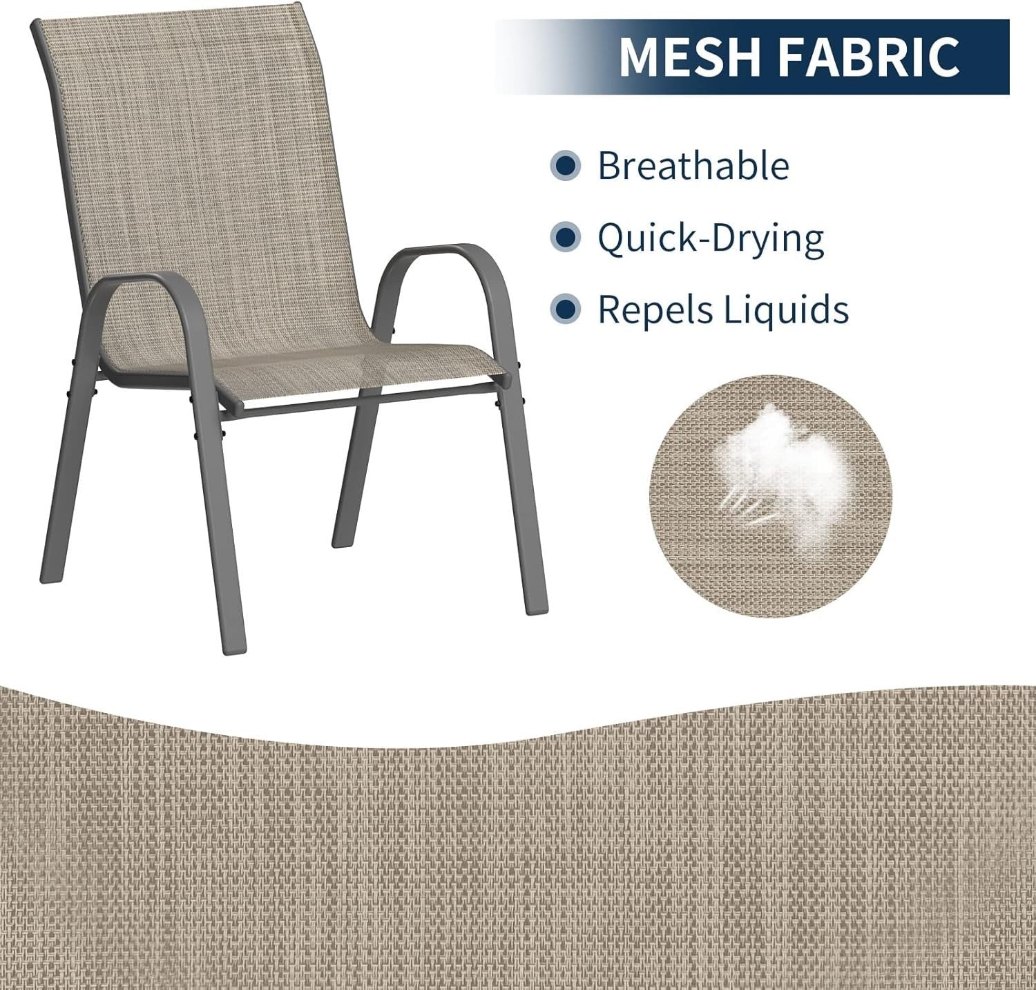 6x Stackable Garden Patio Chairs Outdoor Metal All-Weather Furniture Set
