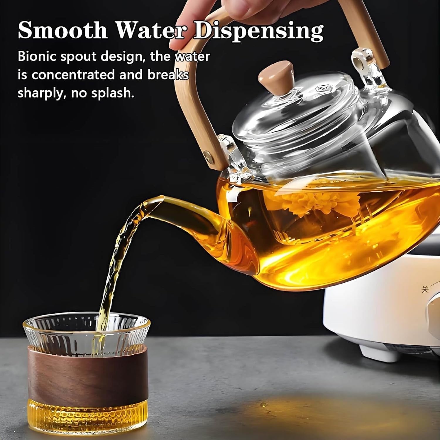 1000ml Glass Teapot with Infuser Borosilicate Tea Maker Stovetop Safe