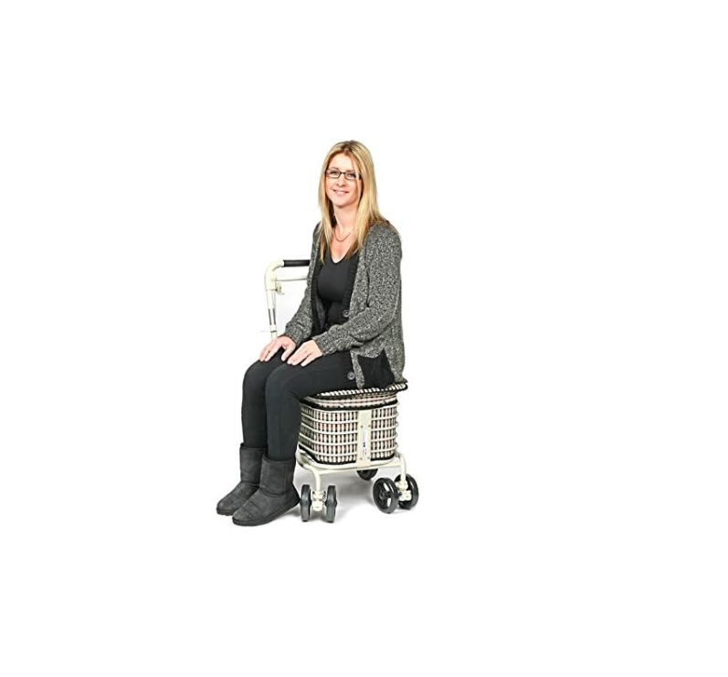 3-in-1 Shopping Trolley with Seat 25 Stone Capacity Swivel Wheels Navy