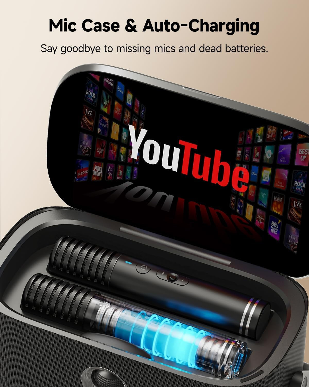 140W Portable Karaoke Machine with Screen 2 Wireless Mics TV