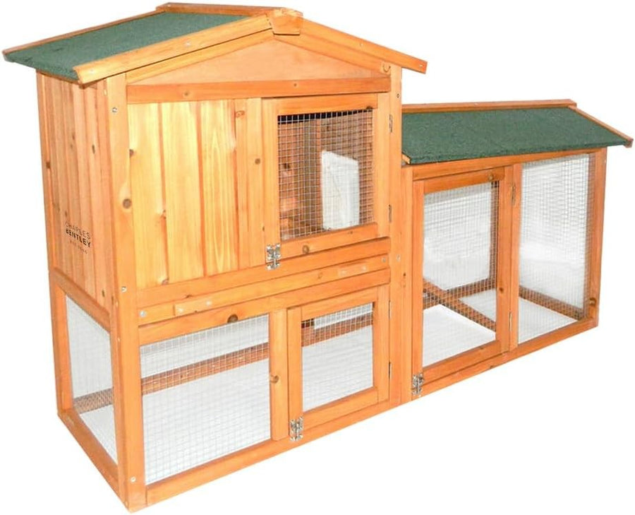 Large Rabbit Hutch with Run Outdoor 2 Tier Wooden Ramp Waterproof