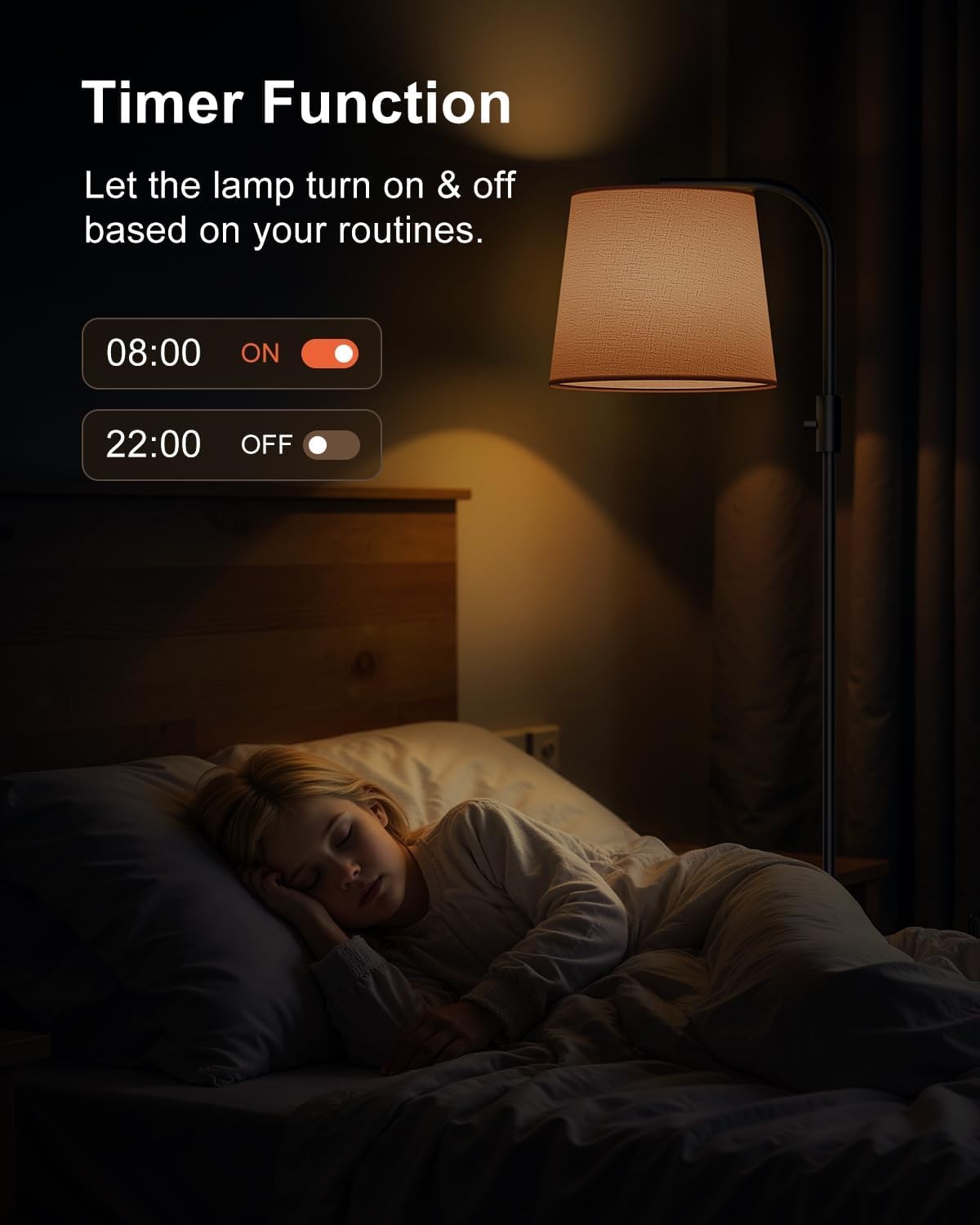 Smart RGB Floor Lamp Alexa App Dimmable Arc Standing Mood Light