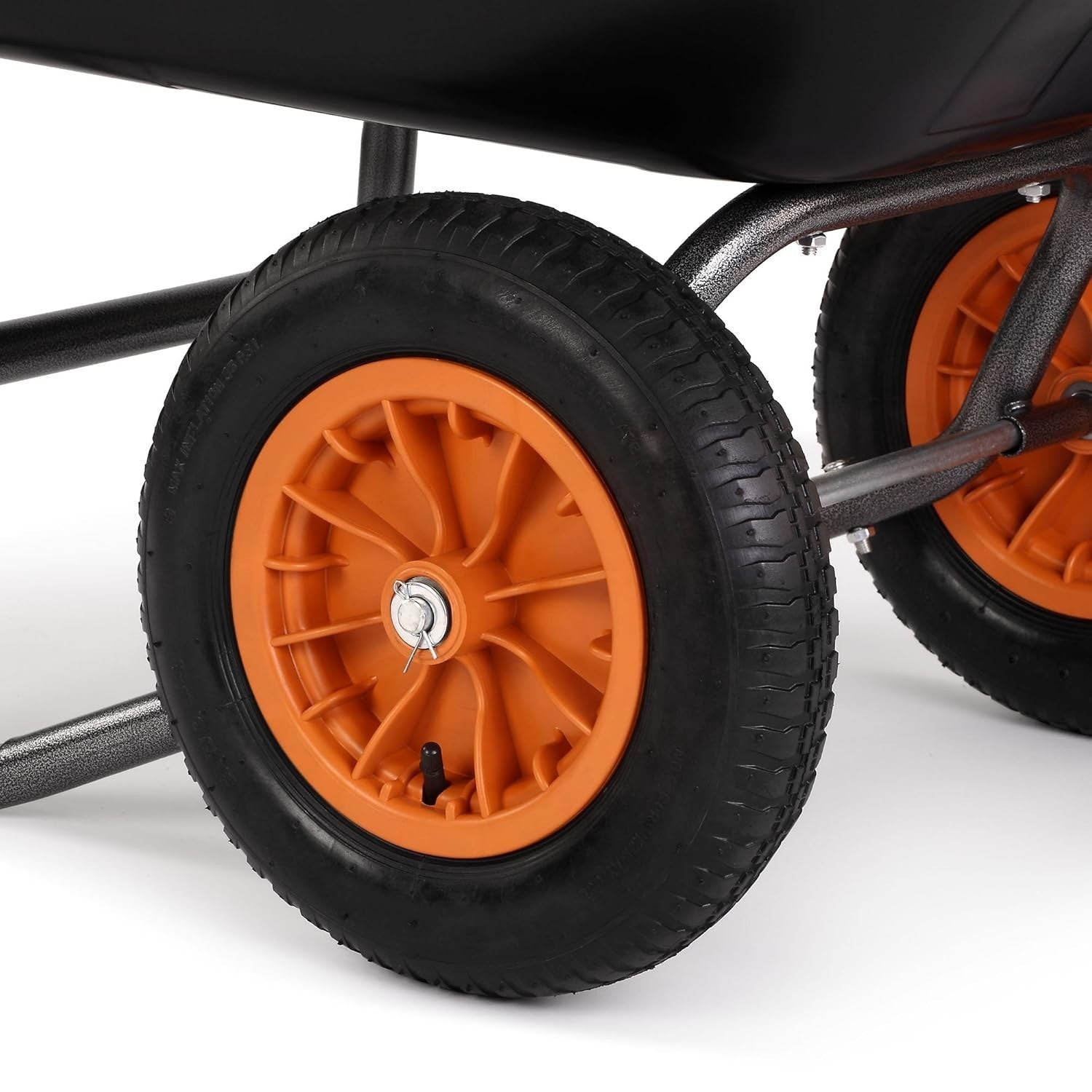 78L Dual Wheel Wheelbarrow – Steel Frame w/ Pneumatic Tyres & Grip Handle 100kg
