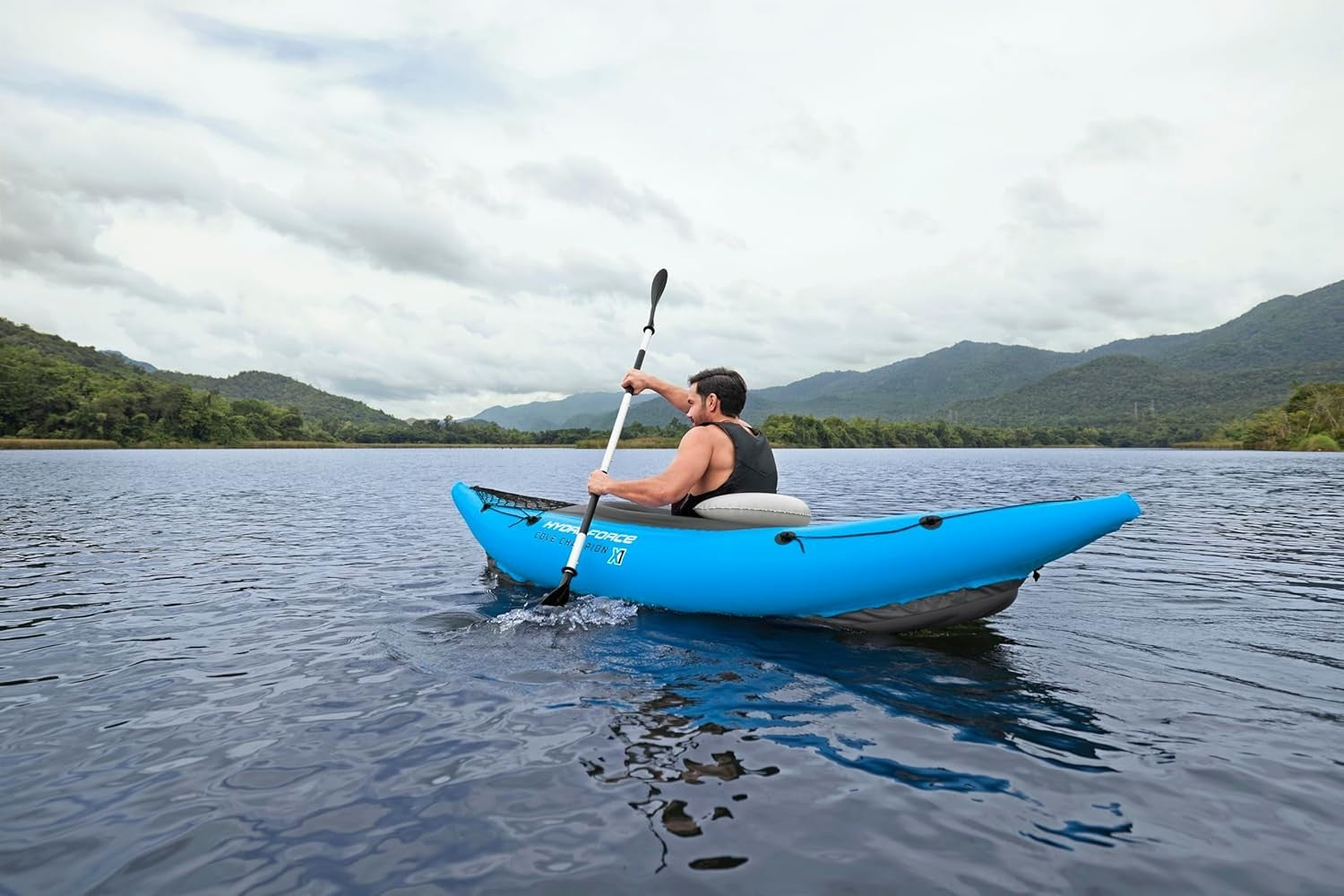 1 Person Inflatable Kayak Set w/ Paddle Pump Seat Bag Blue