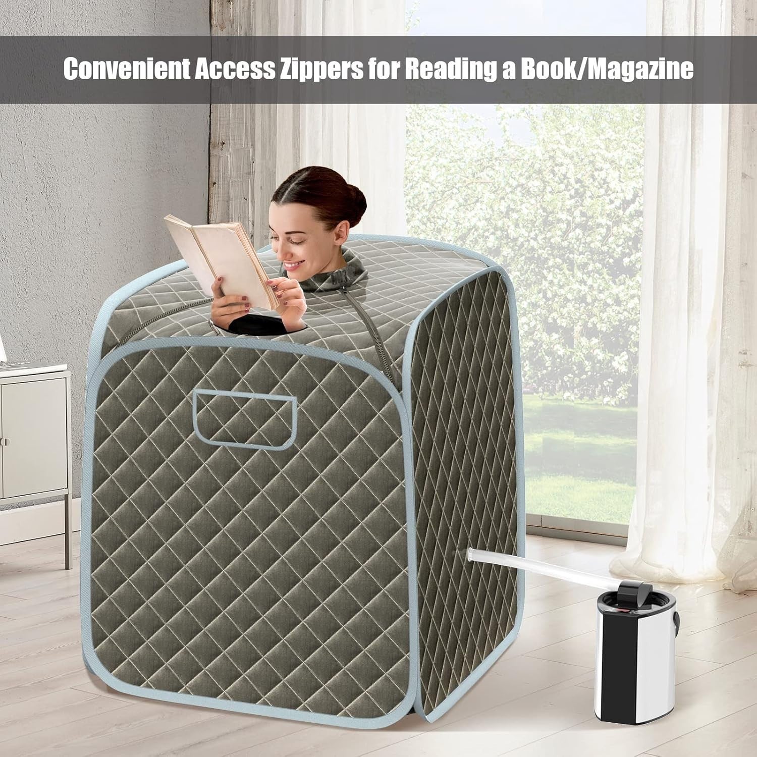 Portable Full Body Steam Sauna Tent – 3L Steamer, Chair, Remote, Grey
