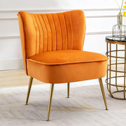 Orange Velvet Accent Chair Gold Metal Legs Lounge Tub Seat