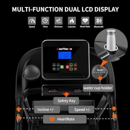 Home Folding Treadmill 4.25HP 1-14km/h Incline Running Machine Black