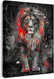 Abstract Lion Canvas Wall Art 12x16" Bold Animal Home Decor Print