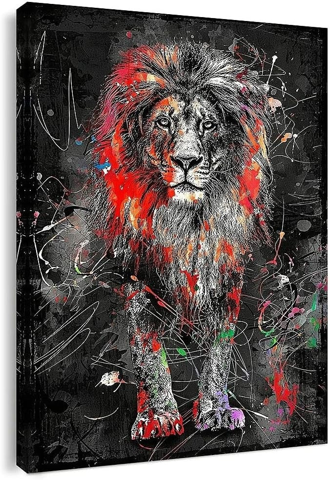 Abstract Lion Canvas Wall Art 12x16" Bold Animal Home Decor Print