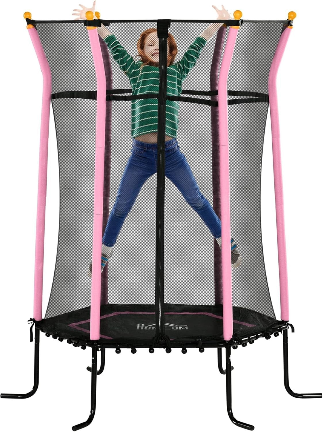 5.4FT Kids Trampoline Safety Enclosure Springless Indoor Pink