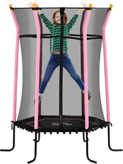 5.4FT Kids Trampoline Safety Enclosure Springless Indoor Pink