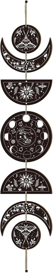 Moon Phase Wall Hanging Boho Wooden Witchy Decor 7pcs