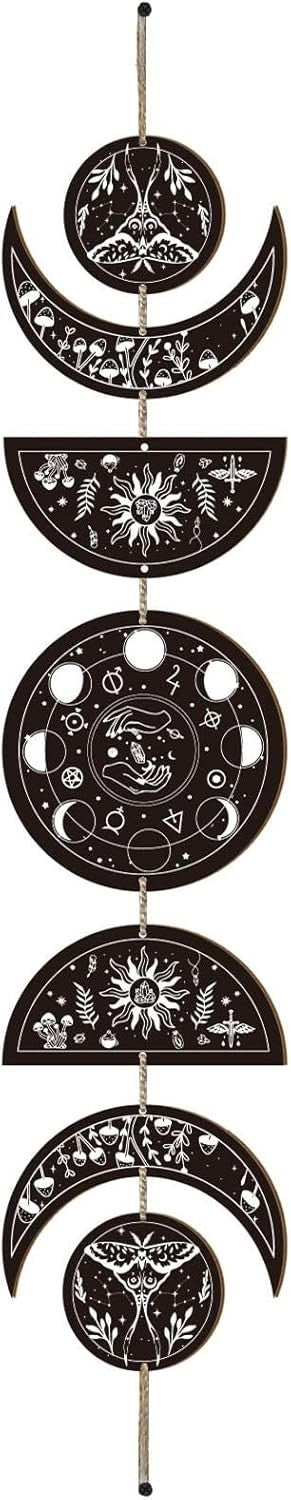 Moon Phase Wall Hanging Boho Wooden Witchy Decor 7pcs