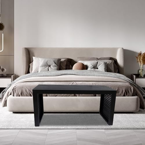 Modern Bamboo Dining Bench 35" Black Indoor Entryway & Kitchen Seat