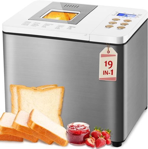 19-in-1 Stainless Steel Bread Maker 2LB Gluten-Free Sourdough Pizza Dough