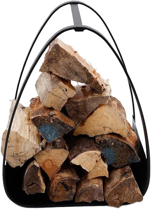 6kg Firewood Log Holder Indoor Outdoor Iron Rack Black Matte Modern Tidy